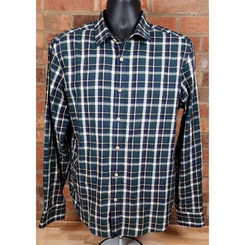 UNTUCKit Slim Fit Green Plaid Long Sleeve Cotton Shirt Size Large
